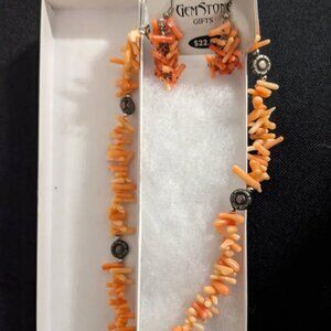 Coral necklace and earrings